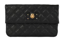 Quilted Clutch, Leather, Black, FA07197, 2*